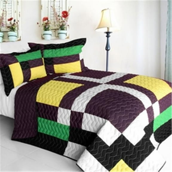 ONITIVA-QTS01395-23 Alocasia - 3 Pieces Vermicelli - Quilted Patchwork Quilt Set  Full & Queen Size - Multicolor