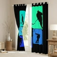 thumbnail image 3 of Ice Hockey Curtains,Puck Hockey Player 30%-50% Blackout Curtains 42x84 inch,Winter Sports Games Curtains & Drapes,Sports Game Patchwork Player Silhouette Window Curtains for Bedroom,Green Blue, 3 of 6