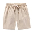 thumbnail image 5 of Kaemgyyd 3 Pack Cotton Linen Toddler Girls Shorts Summer Solid Drawstring Short Pants Unisex Kids Boys Casual Straight Leg Workout Clothes 2-10 T, 5 of 7