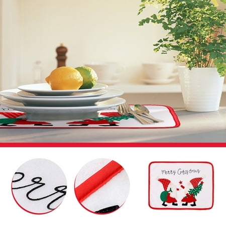 

qucoqpe Christmas Decorations Clearance Christmas Embroidered Placemats Faceless Elderly Home Insulation Pads