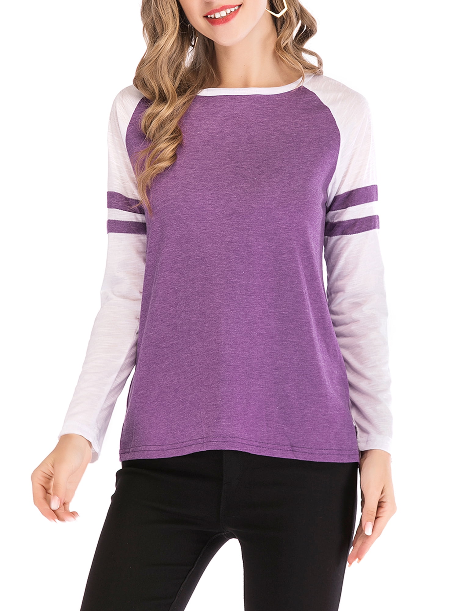 purple baseball tee women's