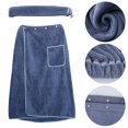 thumbnail image 3 of Toalla de baño portátil para hombre, bata de baño para spa, toallas de algodón para envolver el cuerpo con bolsillo, envoltura de baño ajustable, 31,5x59 pulgadas (azul), 3 of 5