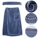 thumbnail image 3 of Toalla de baño portátil para hombre, bata de baño para spa, toallas de algodón para envolver el cuerpo con bolsillo, envoltura de baño ajustable, 31,5x59 pulgadas (azul), 3 of 5