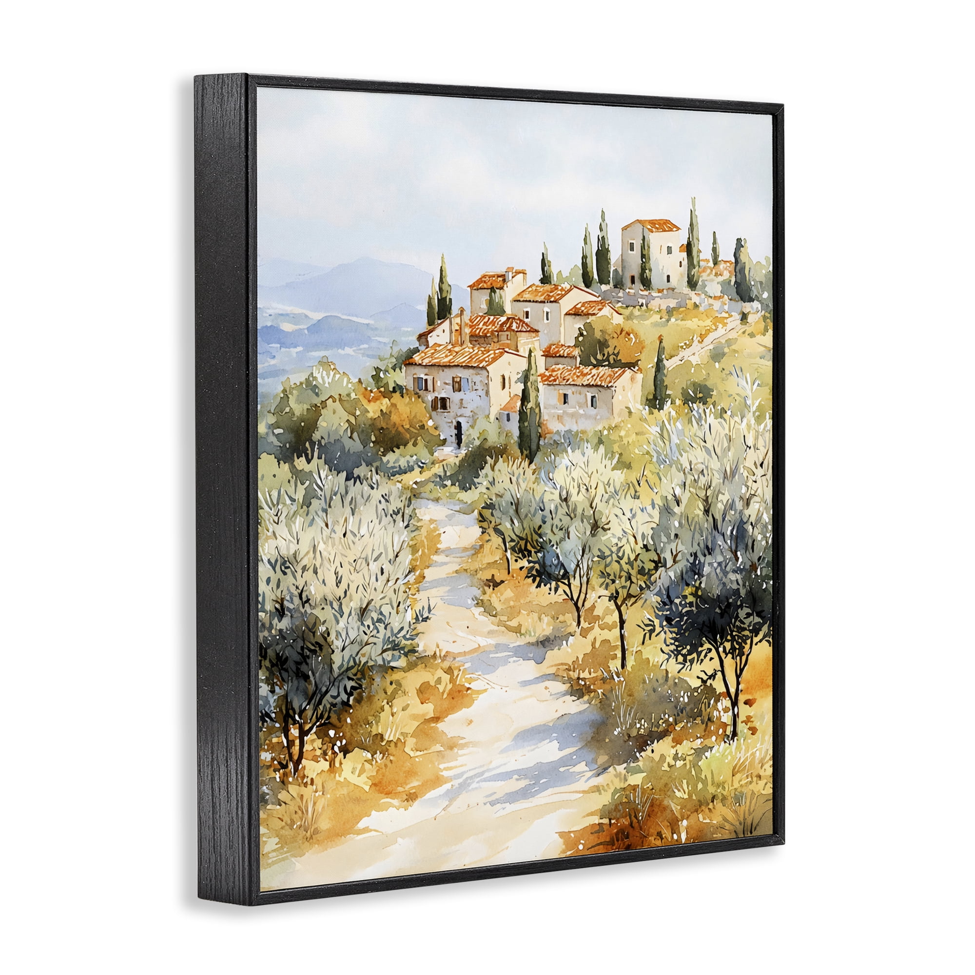 Stupell Industries Tuscan Hilltop Village View Black Framed Giclee Art, design by LSR Design Studio
