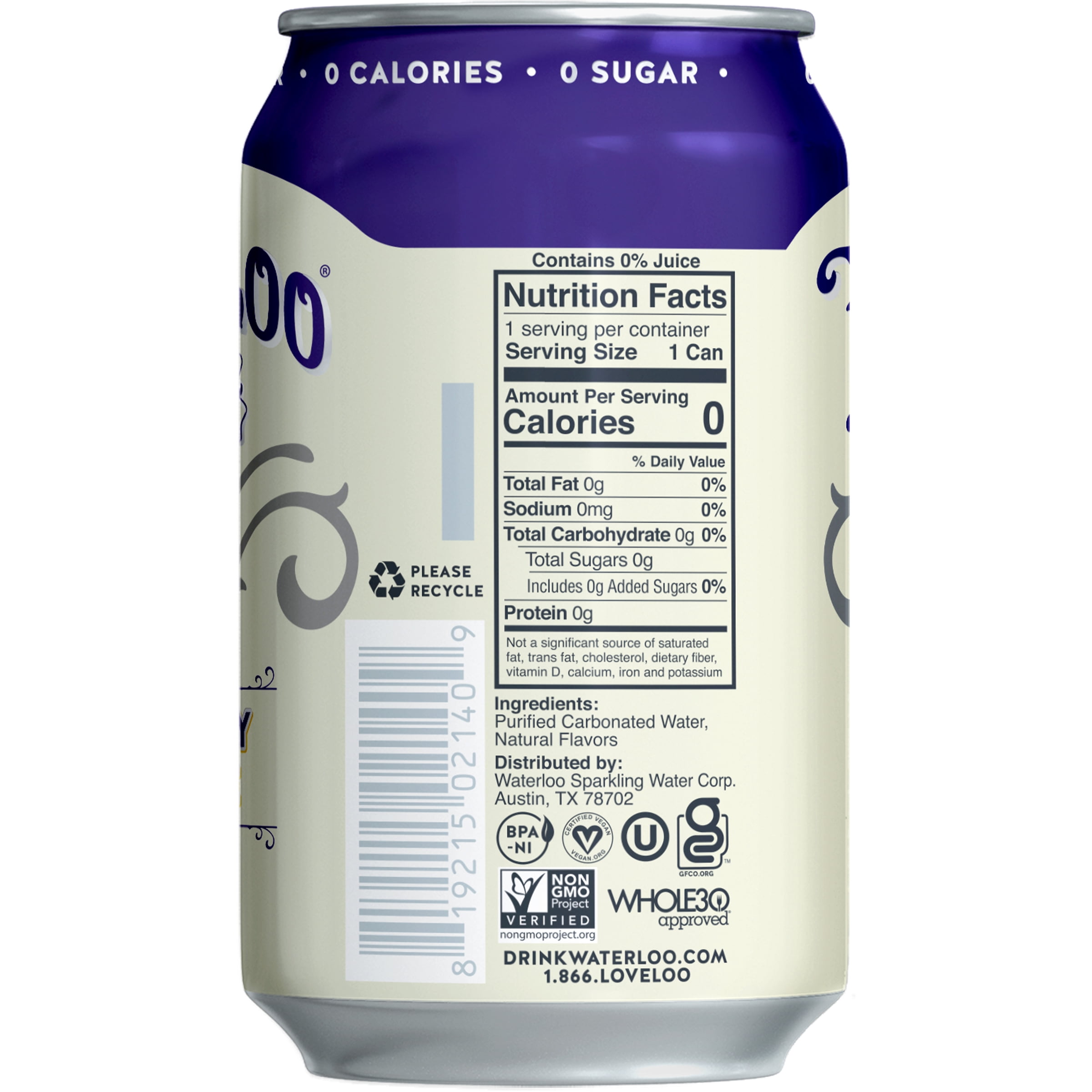 Waterloo Sparkling Water, Blackberry Lemonade, 12 fl oz, 24 Pack Cans