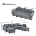 thumbnail image 3 of HONBAY Canapé Sectionnel Convertible Surdimensionné avec Lit, Sièges de Rangement et Ottomans pour Salon, Gris Bleuâtre, 3 of 7