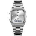 thumbnail image 1 of SKMEI SKMEI Slim Dual Display Men's Digital Watch with Chronograph, Alarm, Date, Week Display, 5ATM Waterproof, Silver (Model 1612), 1 of 7