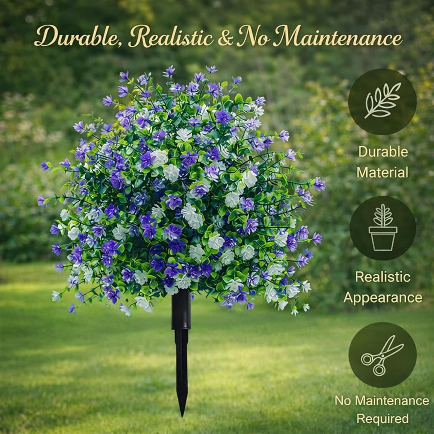 Artificial Potted Trees with Ground Stakes, UV Resistant Outdoor Faux Camellia Plants, Lifelike Artificial Flower Potted Shrubs for Front Porch, Patio, Garden & Yard Decor (#C*1)