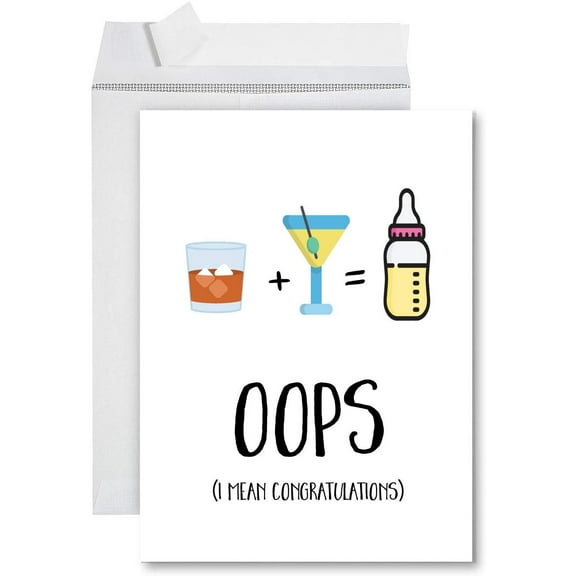 Koyal Wholesale Funny Jumbo Baby Shower Card With Envelope 8.5 x 11 inch, Greeting Card, Oops I Mean Congratulations