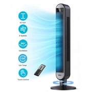 DREO 42" Tower Fans for home, Standing Bladeless Fan with Remote, 90° Oscillating Fan with LED Display, 12H Timer, 6 Speeds, 4 Modes, 26 ft/S High Velocity, 28dB Ultra Quiet Bedroom Fans