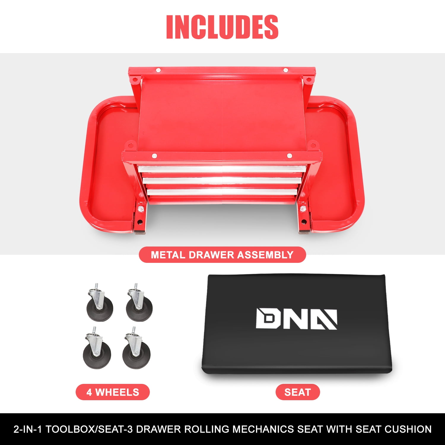 DNA Motoring Tools 00261 Red Tool Chest Rolling Mechanic