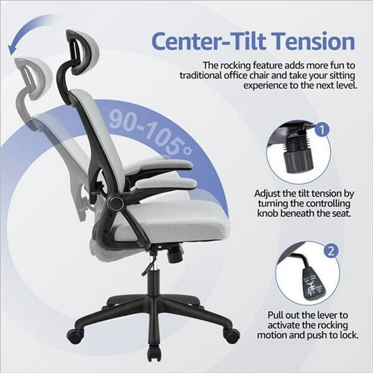 Ergonomic Mesh Office Chair, Computer Desk Chair with 3-Way Armrests, 2-Way Lumbar  Support and
