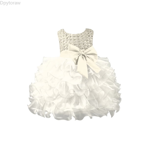 Dpytoraw Girl Flower Dress Wedding Birthday Party Tutu Tulle Princess Dresses Size 12-18 Months