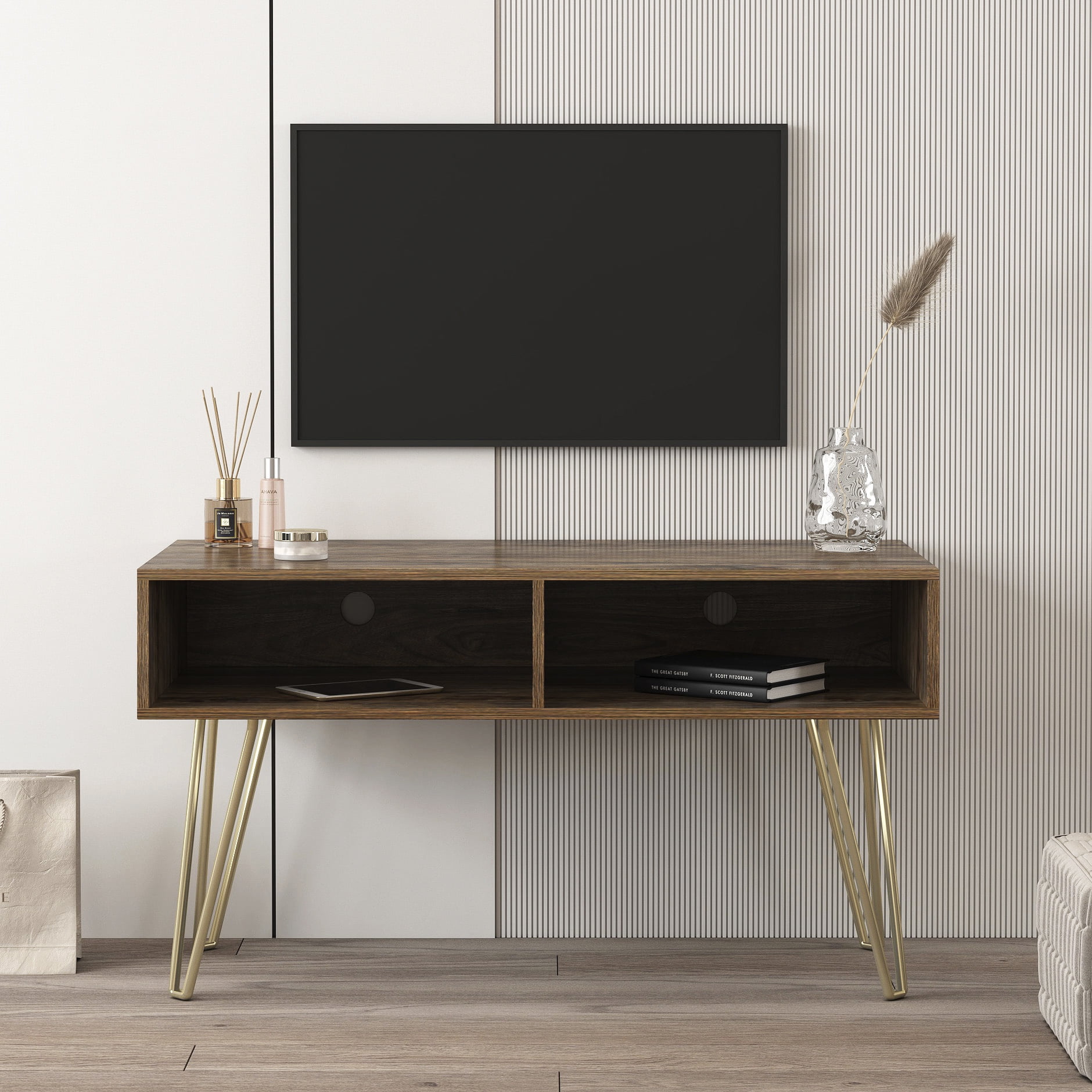 Buy SESSLIFE Wood TV Stand, Espresso Television Stands Display Shelf, Wooden Entertainment