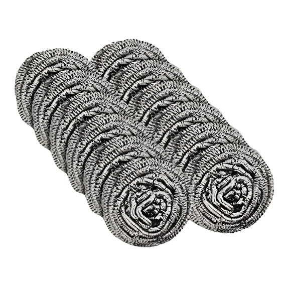 ACDANC 12 Pcs Steel Wool Scrubber Pads Stainless Steel Scrubber Steel Wool Scrubber Metal Kitchen Scrubbing Sponges Scouring Pad for Cookware Cleaning and Rust Removal,Silver