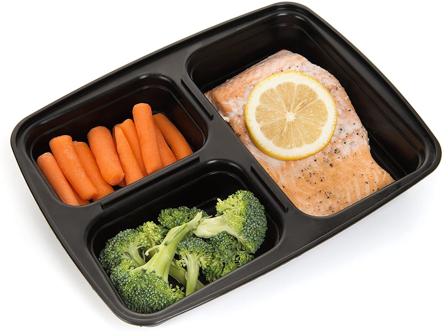 Meal Prep Haven 3 Compartment Food Storage Containers with Lids, Reusable, Microwave and Dishwasher Safe, Bento Lunch Box, Stackable (Set of 7)