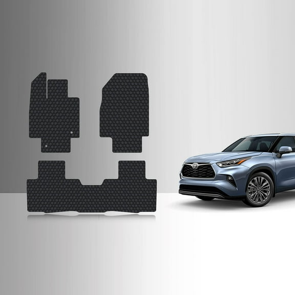 ToughPRO Front   2nd Row Mats Compatible with Toyota Highlander 2024 - All Weather Heavy Duty (Made in USA) Black Rubber