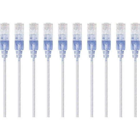UPC: 0889028032404 | Monoprice 10-Pack SlimRun Cat6A Ethernet Network Patch Cable  5ft White