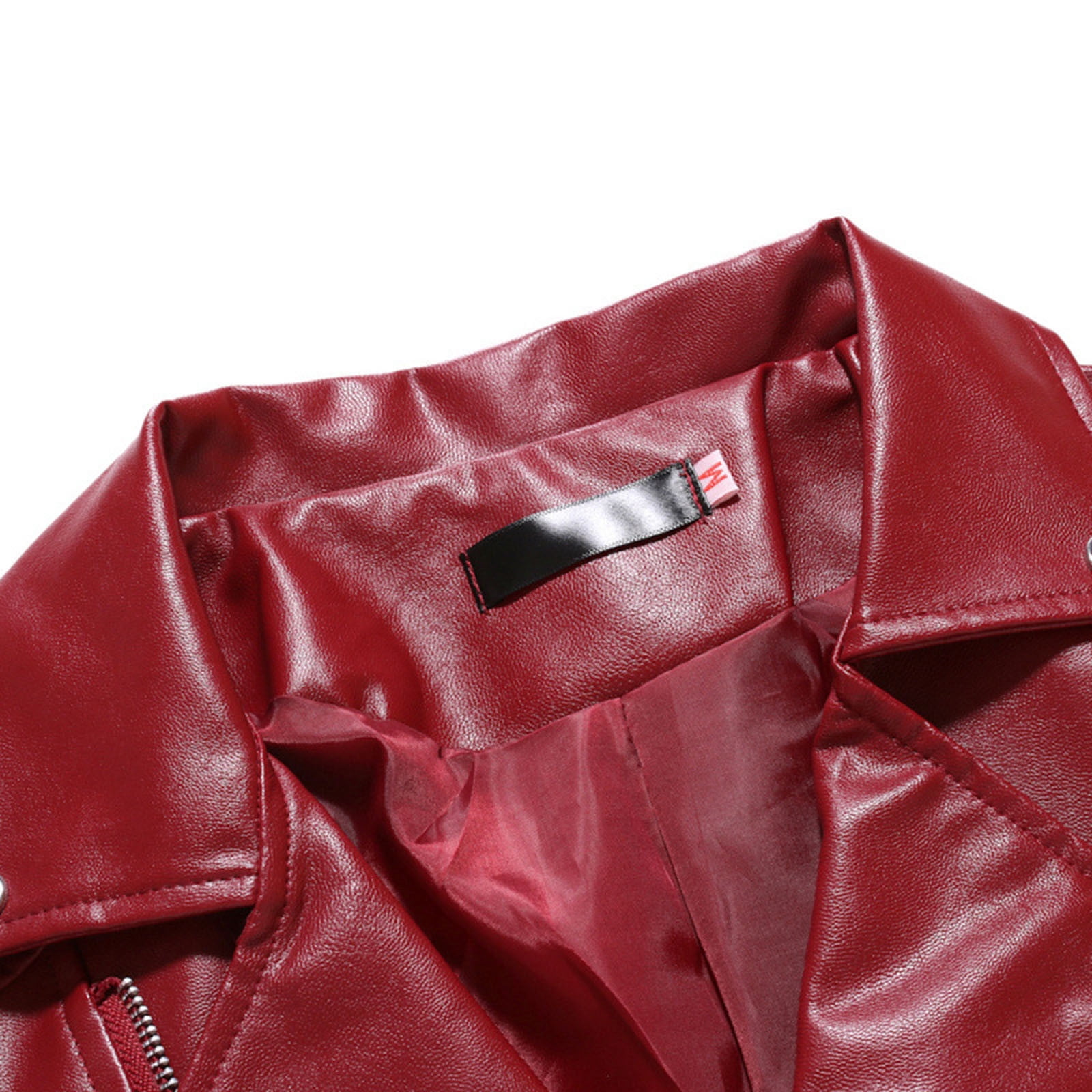 safuny Men's Faux Leather Jacket Stylish Zipper Coat Long Sleeve Windproof able Casual Outwear Winter Fashion Jacket for Outdoor Daily Wear Red XXXXXL