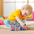 thumbnail image 1 of Juego de muñecas rusas Matryoshka de anidación, decoración pintada a mano, 5 uds. (azul) Likrtyny juguetes de los niños, 1 of 7