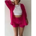 thumbnail image 4 of Conjunto de pantalones cortos con cuello vuelto liso para mujer, atuendo informal, traje holgado, moda de verano, ropa femenina, conjuntos de 2 piezas, 2024, 4 of 5