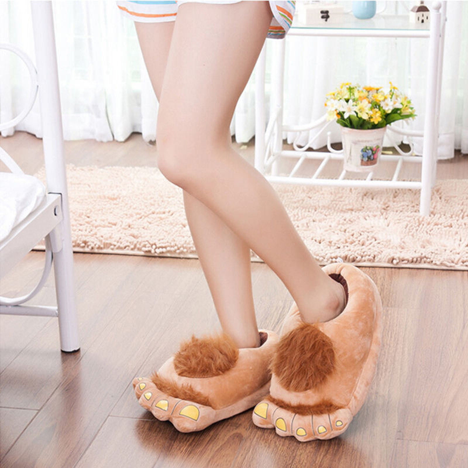 Bukser højt kommando Big Foot Furry Plush Slippers Warm Comfy Gift - Walmart.com