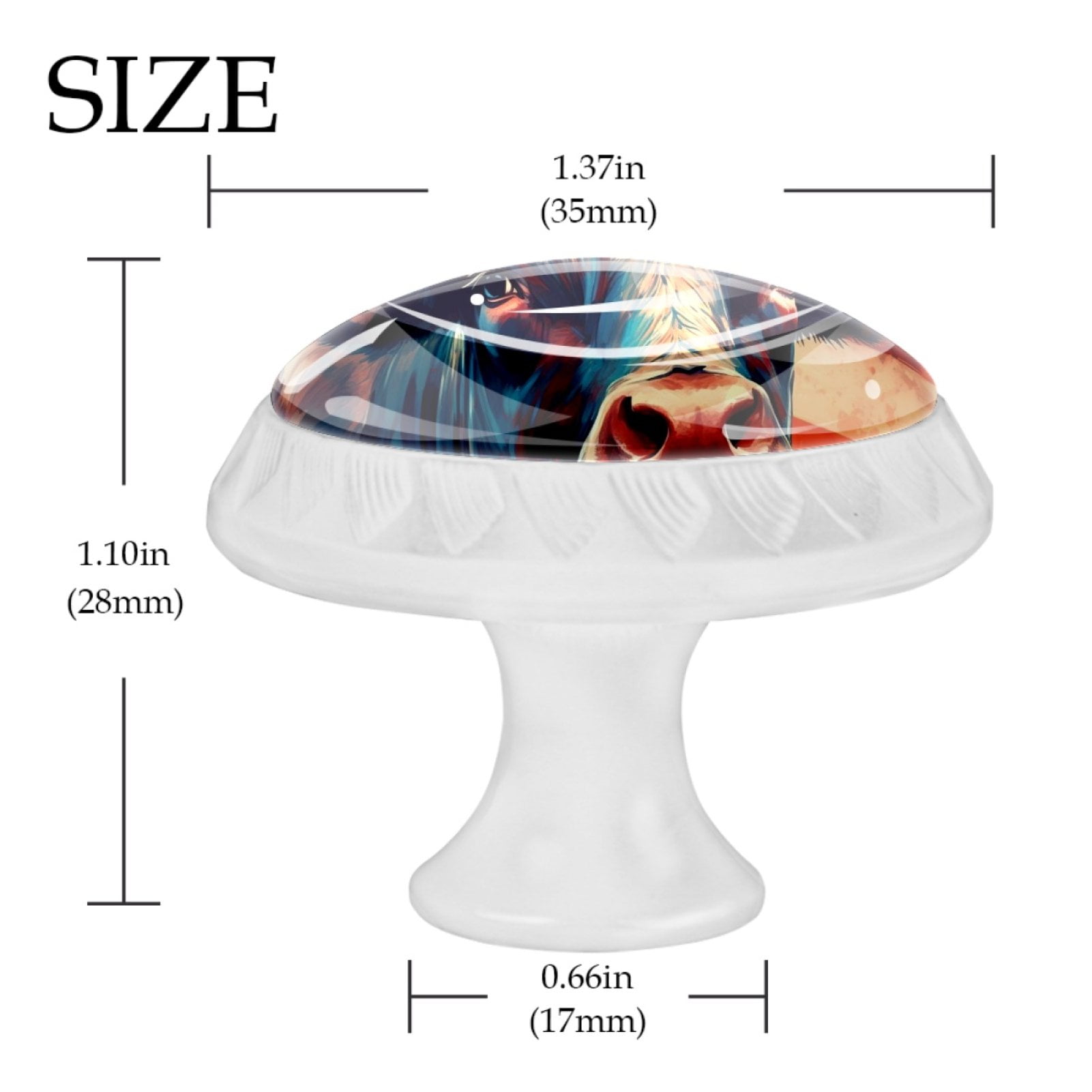 4 Pcs Cow American Flag Knobs for Kitchen Cabinet Cupboard Dresser Bookcase Drawer Pulls Handles Round Home Decor