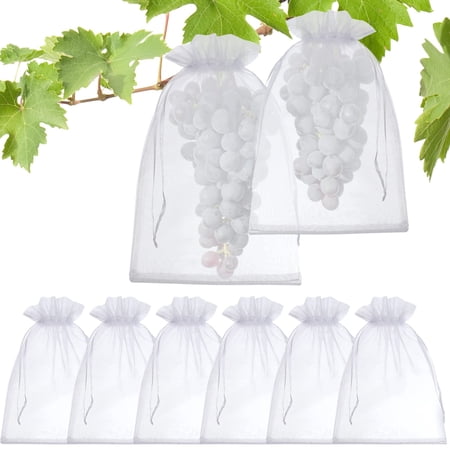 Fruit Protection Bags, Fruit Netting Bags for Fruit Trees Fruit Cover Mesh Bag with Drawstring, Netting Barrier Bags for Grapes Mango Fruit Trees Veggies Garden