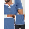 thumbnail image 7 of DARING DIVA Men's Henley V-Neck Colorblock Button Down Short Sleeve T-Shirt S Blue, 7 of 7