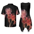 thumbnail image 3 of Psesaysky Red Iris Print Sleeveless Womens Tank Dress Mens Short Sleeve Shirts Beach Sundress with Pockets Vacation Aloha Shirts Couples Matching Hawaiian Outfit, 3 of 7