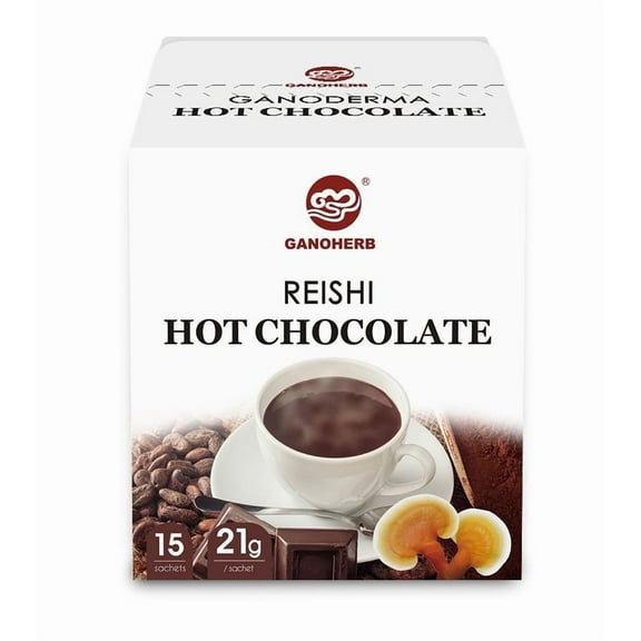 Mushroom Hot Chocolate Mix with Reishi, Mushroom Coffee Alternative Hot Cacao Powder for Energy, Mood and Immune System, Gluten Free, Vegan Mushroom Supplement, 15 Servings, 11.1 Ounce