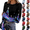 Black, variant on Womens Christmas Underscrub Dressy Long Sleeve Shirt Summer Print Ribbed Tees Classic Fit Crew Neck Indoor Clothing