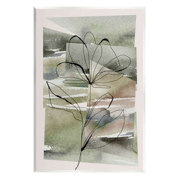 Stupell Industries Flower Outline on Green Botanical & Floral Painting Unframed Art Print Wall Art, 10 x 15