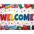thumbnail image 4 of Welcome Banner with International Flags Circular Design Background Event Decoration Party Supplies Global Conference Backdrop Indoor Outdoor Display, 4 of 4