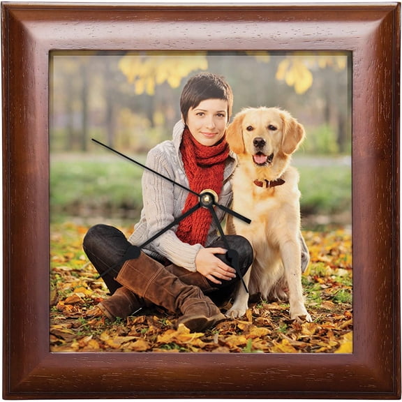 Square Walnut Wood Photo Clock - Pack of 10