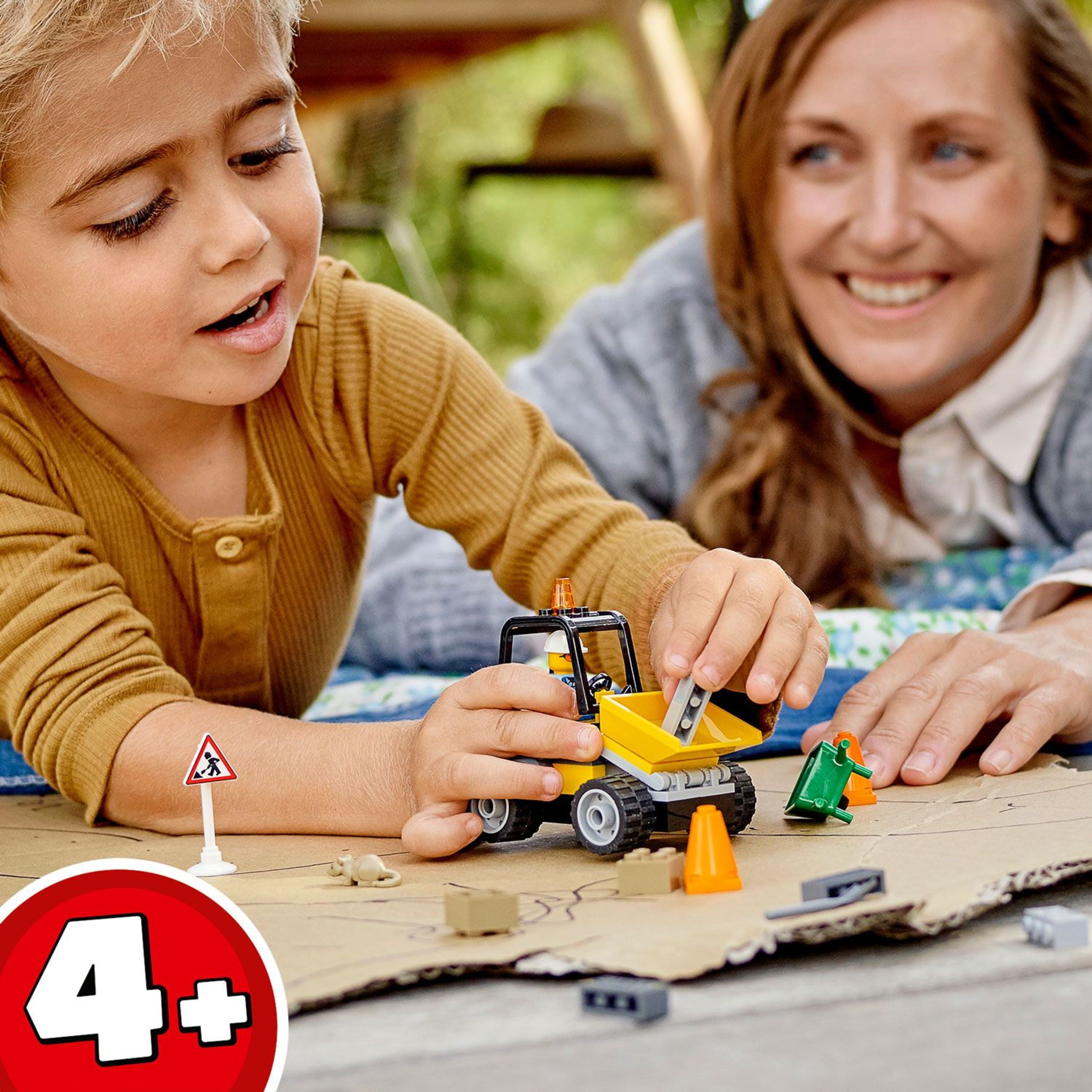 Roadworks for (58 Toy; LEGO City Pieces) Roadwork 60284 Set Cool Truck Building Kids Construction