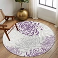 thumbnail image 3 of Purple Grey Chrysanthemum Round Rugs 7ft, Farmhouse Botanical Floral Modern Non Slip Washable Rug Runner, Low Pile Indoor Floor Carpet Mat Bathroom Rugs for Living Room, Bedroom, Kids Room, 3 of 9