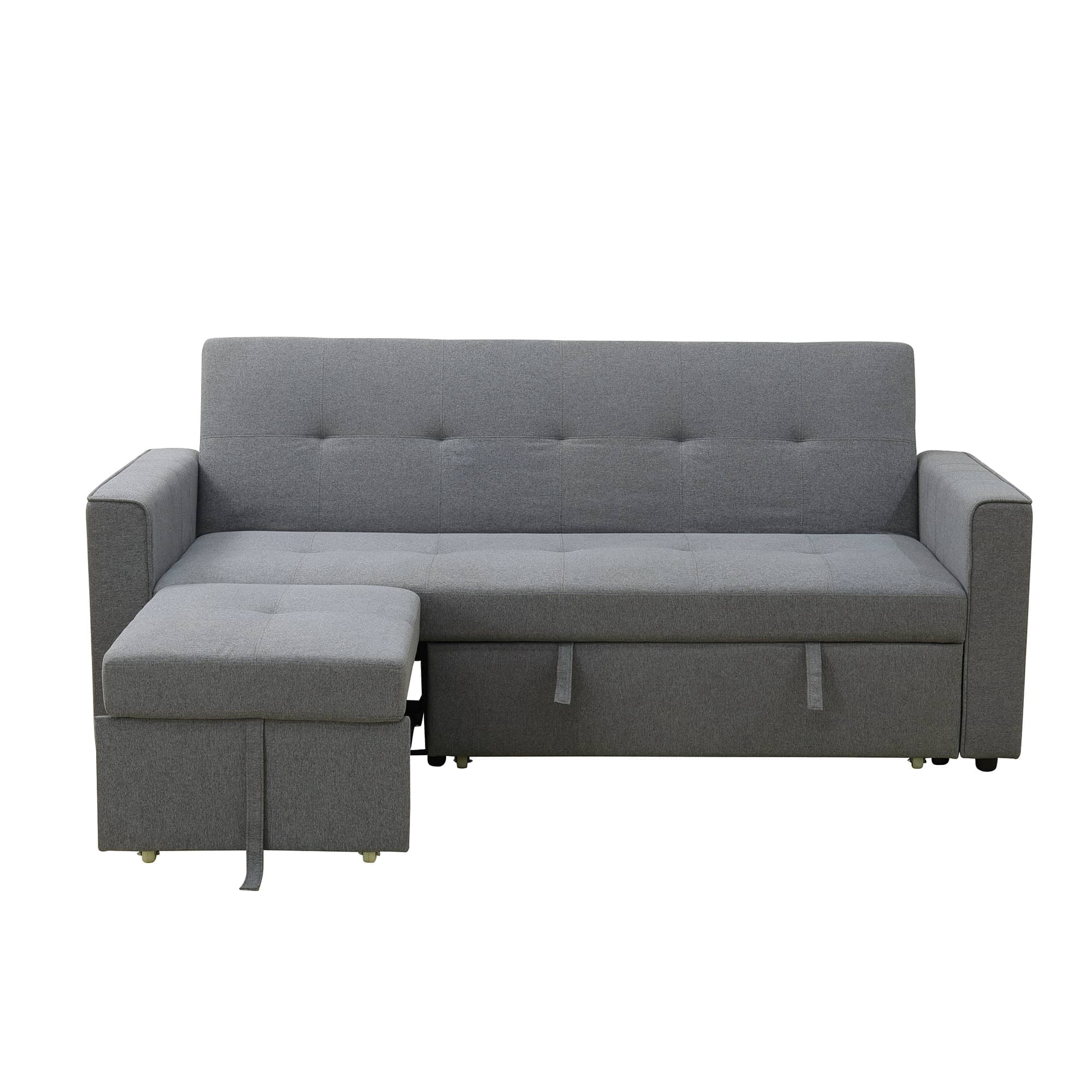 MAYEERTY Grey Fluffy Fabric 1-Piece Living Room Wide Sofabed