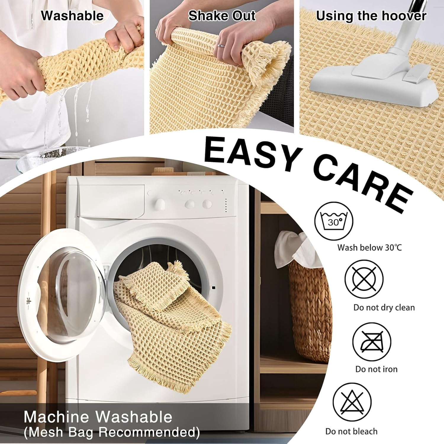 Bathroom Rugs, Absorbent Non Slip Bath Rugs, Machine Washable Bath Mats for Bathroom Floor, Tub and Shower,Beige 17x24"