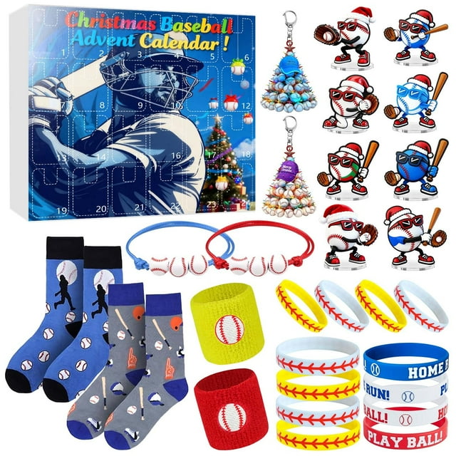 D Baseball Christmas Countdown Gift Set Style D Holiday Themed Decoration For Sports Enthusiasts Festive Home Office Party Decor With Surprise Items