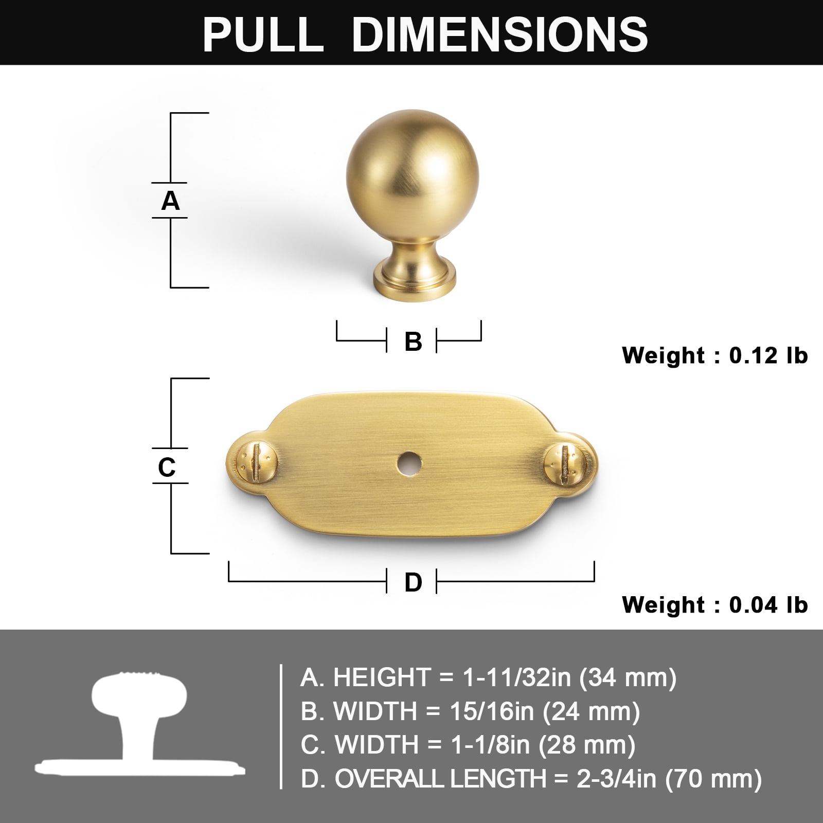 Goo-Ki 12 Pack Brushed Gold Cabinet Knobs with Backplate for Drawer Cupboard, 0.94" Dia Drawer Knob Handle Zinc Alloy Hardware