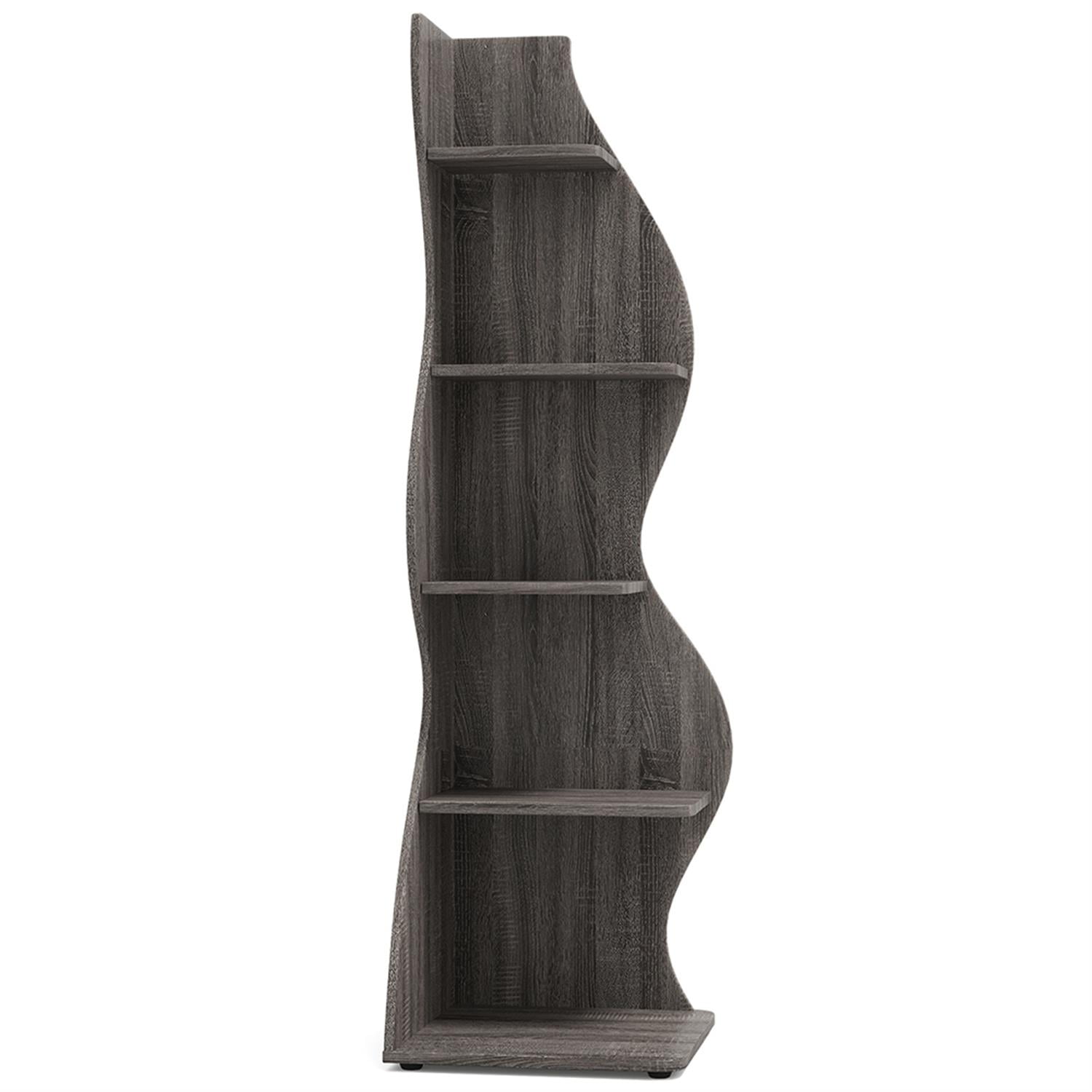 Demi Bonn 5-Tier Corner Bookcase, Wood Bookshelf Storage Organizer, 70" Tall Display Standing Shelf Unit for Bedroom, Living Room, Gray