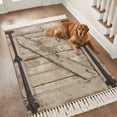 thumbnail image 4 of Bedroom Rug Carpet 3'x 5', Farmhouse Wood Grain Washable Floor Carpet with Tassels, Vintage Country Barn Gate Brown Elegant Soft Floor Rug Mat for Patio, Balcony, Laundry, Room Decor, 4 of 9