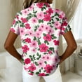 thumbnail image 5 of Women's Hawaiian Vacation Shirt Floral Tropic Print Short Sleeve Button Up Beach Cool Tops Hot Pink S, 5 of 5