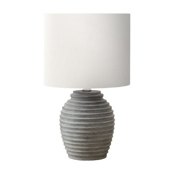 Monarch Lighting, 17"H, Table Lamp, Grey Resin, Ivory / Cream Shade, Contemporary
