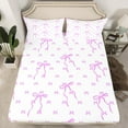 thumbnail image 2 of jejeloiu Kawaii Bowknot Queen Sheet Sets,Cartoon Bowtie Bow Flat Sheet,Purple White Queen Fitted Sheet For Girl,Breathable Home Decor,4 Pieces, 2 of 7