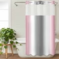 thumbnail image 3 of Pink Grey No Hook Shower Curtain Waterproof, Bathroom Curtains with Snap in Liners and See Through Top Window, Gray Farmhouse Modern Rustic Hotel Style Bathtub Curtains Shower 54"Wx78"L, 3 of 8