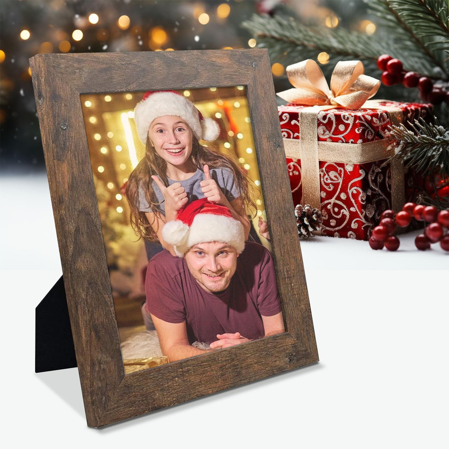 Golden State Art 8 x 10 Country Wood Grain Style Tabletop and Wall Display Picture Frames, Brown, 2 Count