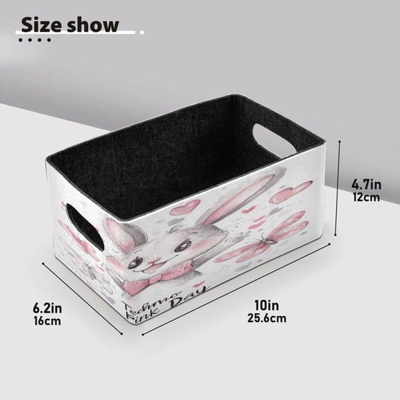 BZSMCE Shelf Baskets Cute Grin Rabbit Pattern Storage Cube Bins 10.1*6.3*4.7in Set of 2