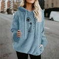 thumbnail image 2 of XPMWRP Women's Floral Print Drawstring Sweatshirt Casual Loose Crewneck Double Sided Fleece Long Sleeve Shirts Graphic Pullover Tops Shirt Blue XXL, 2 of 4